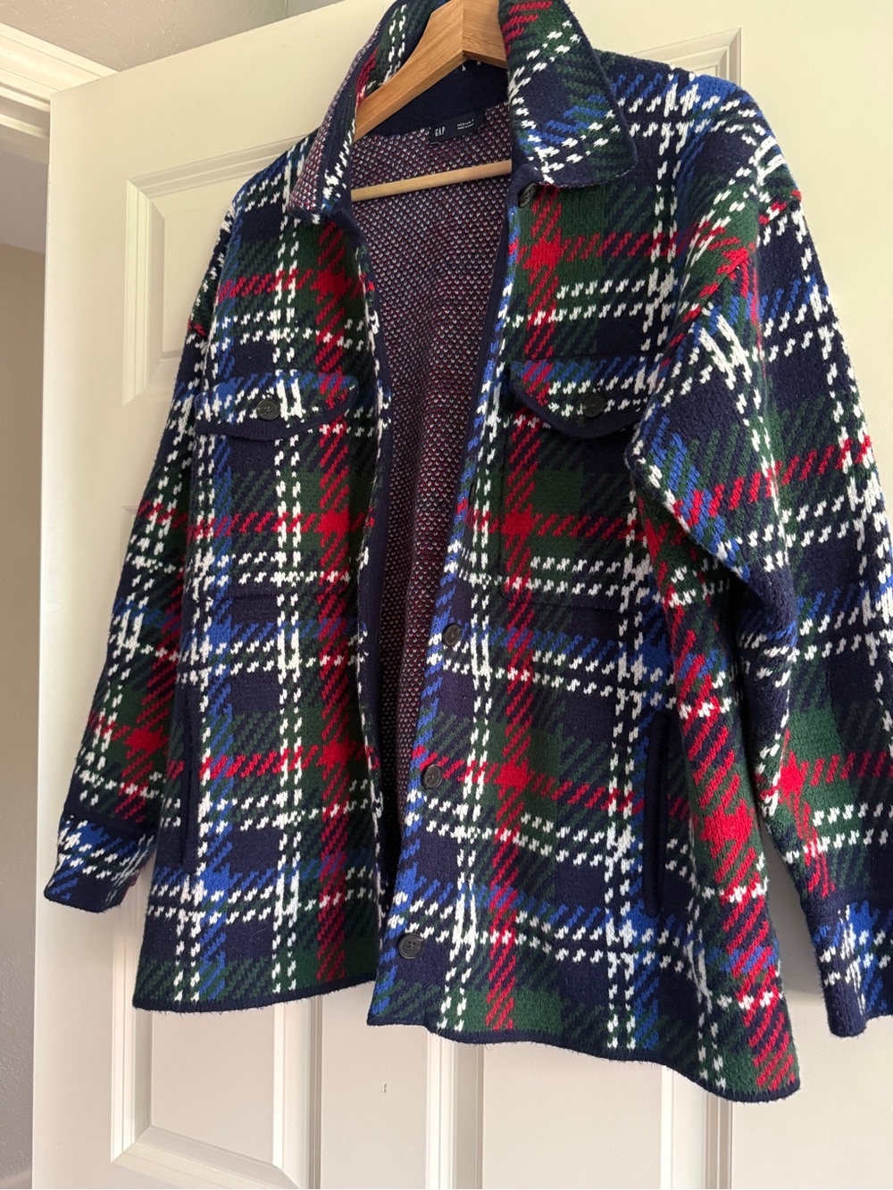 GAP Multicolor Knit Shacket style jacket - Navy, Red, Green